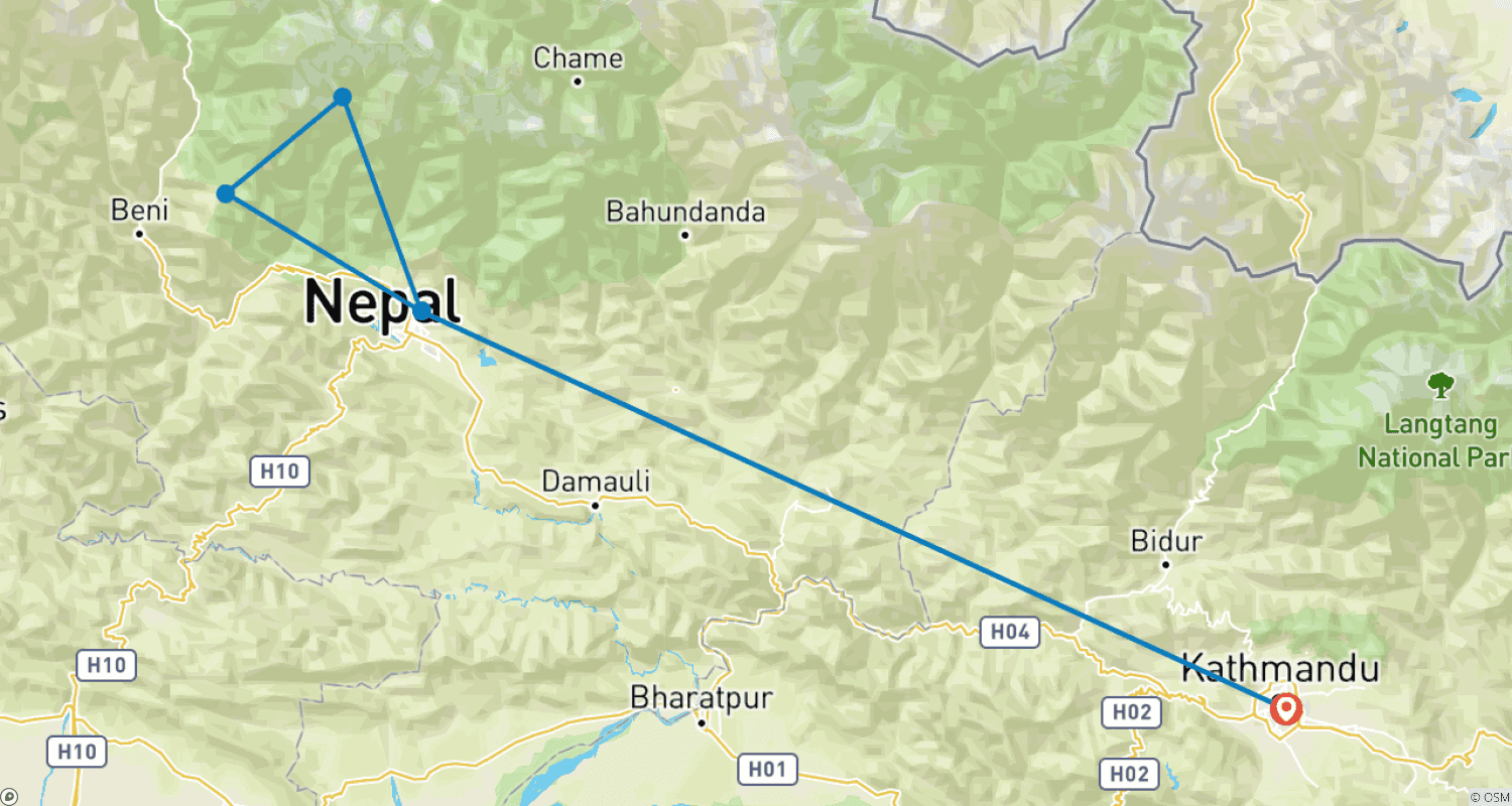 Mapa trasy: Trekking widokowy Annapurna