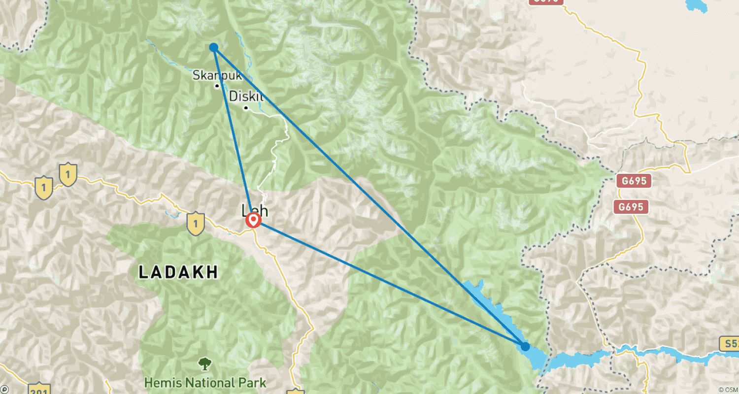 Mapa trasy: Olśniewające doświadczenie w Ladakh
