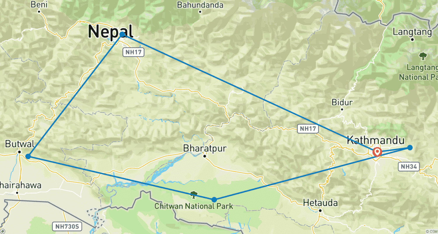 Mapa trasy: Wszystkie wakacje w Nepalu