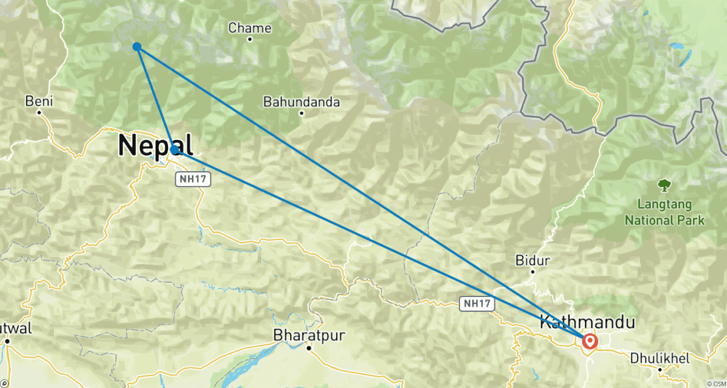 Mapa do percurso de Annapurna Base Camp Trek - 11 Days