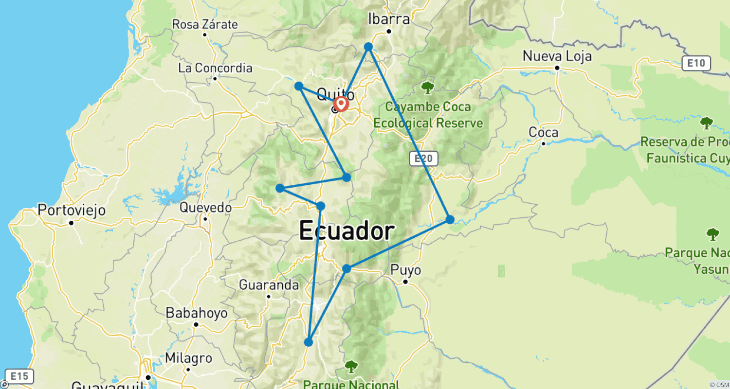 Mapa do percurso de 14 Dias: Culturas ao Redor do Equador