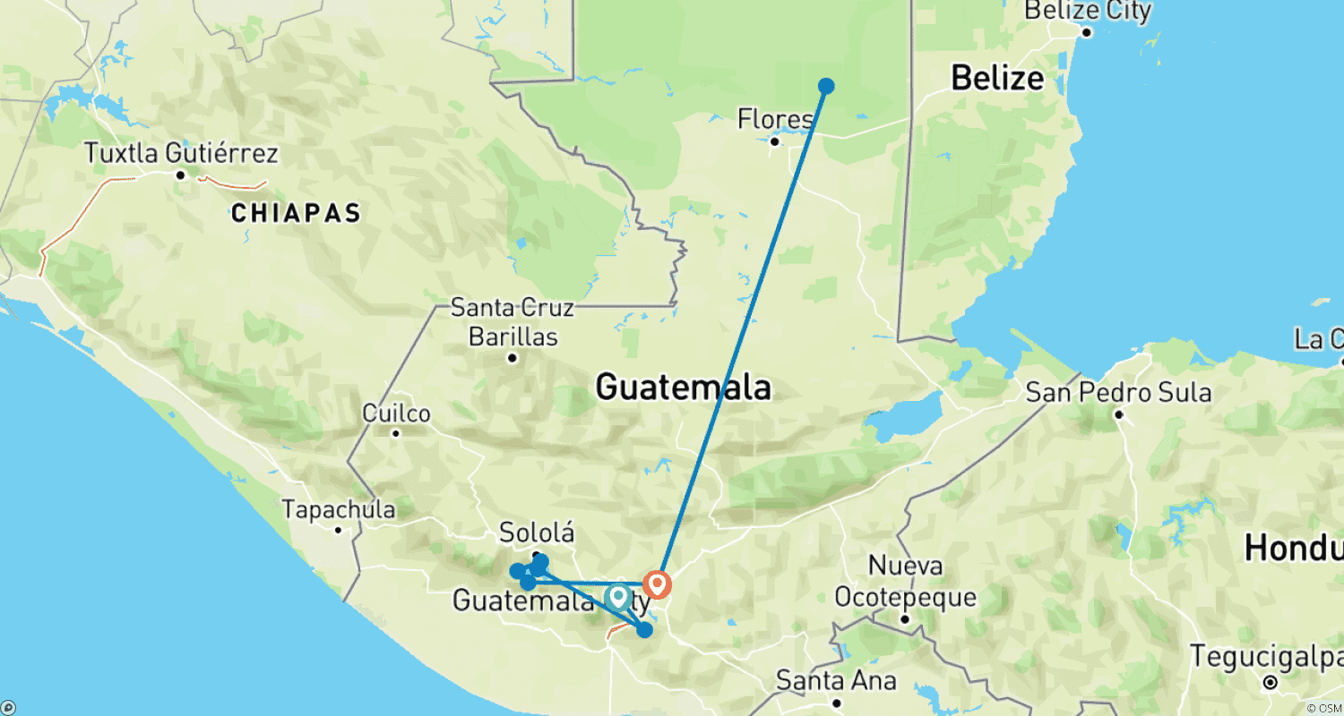 Mapa trasy: Zajrzyj do Gwatemali 5D/4N