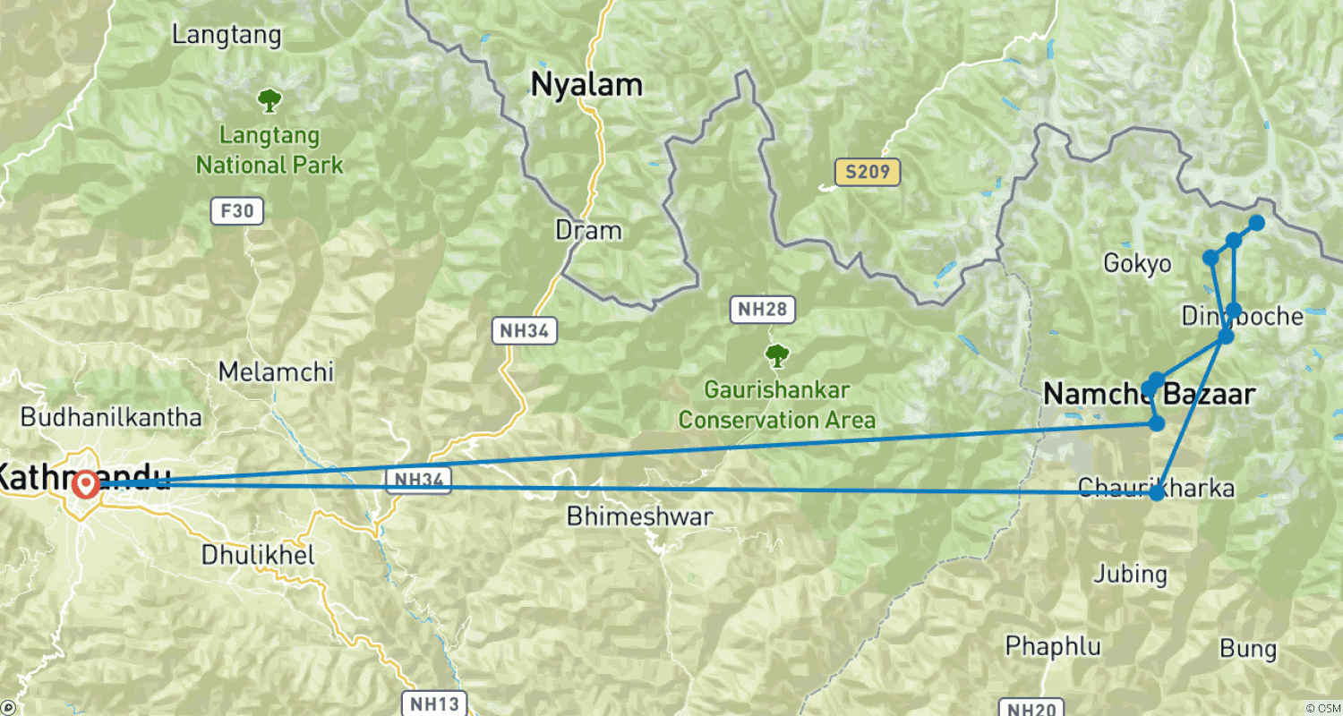 Mapa trasy: Trekking do Bazy pod Everestem