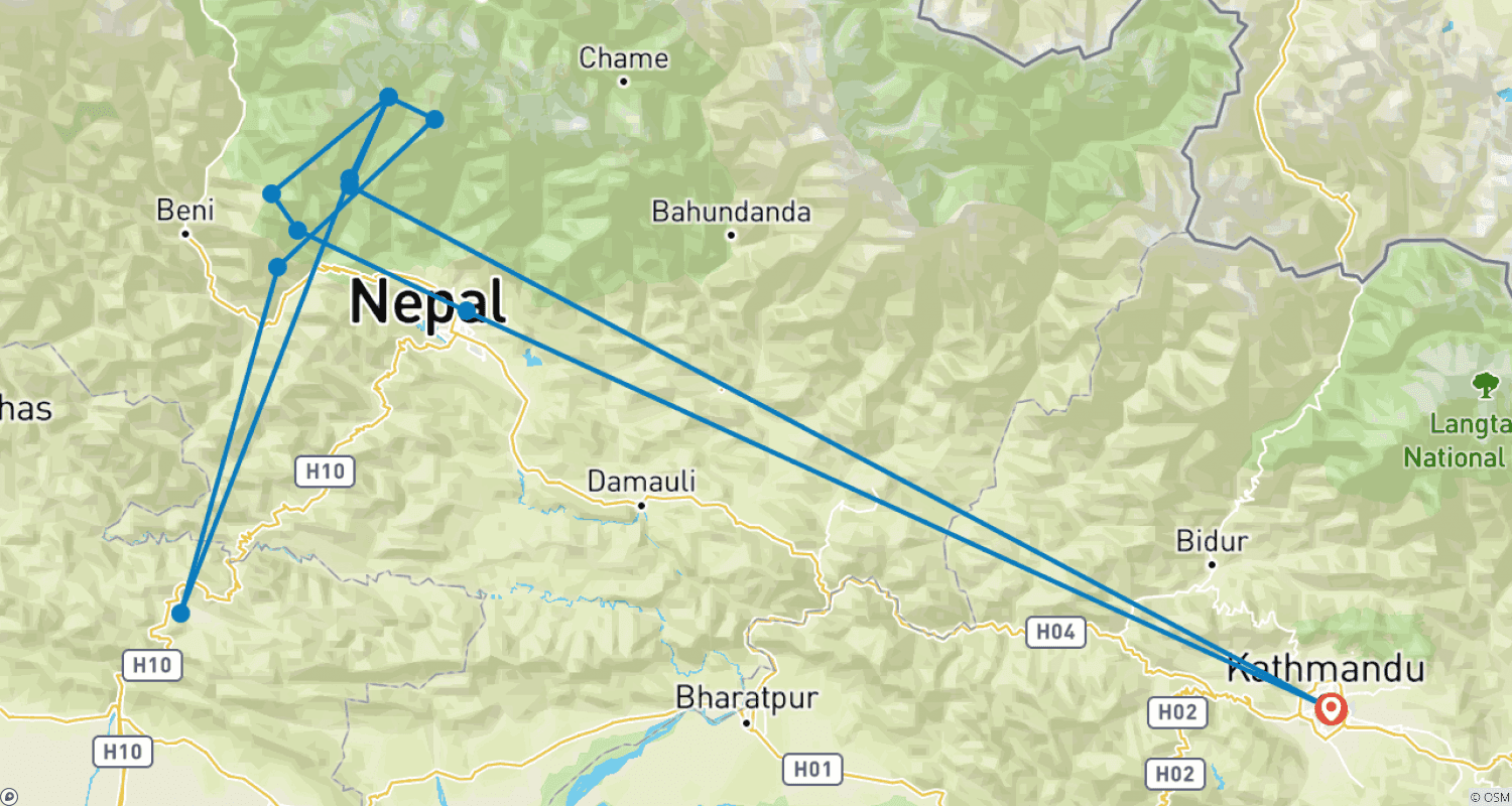 Mapa trasy: Trekking do Bazy Annapurny