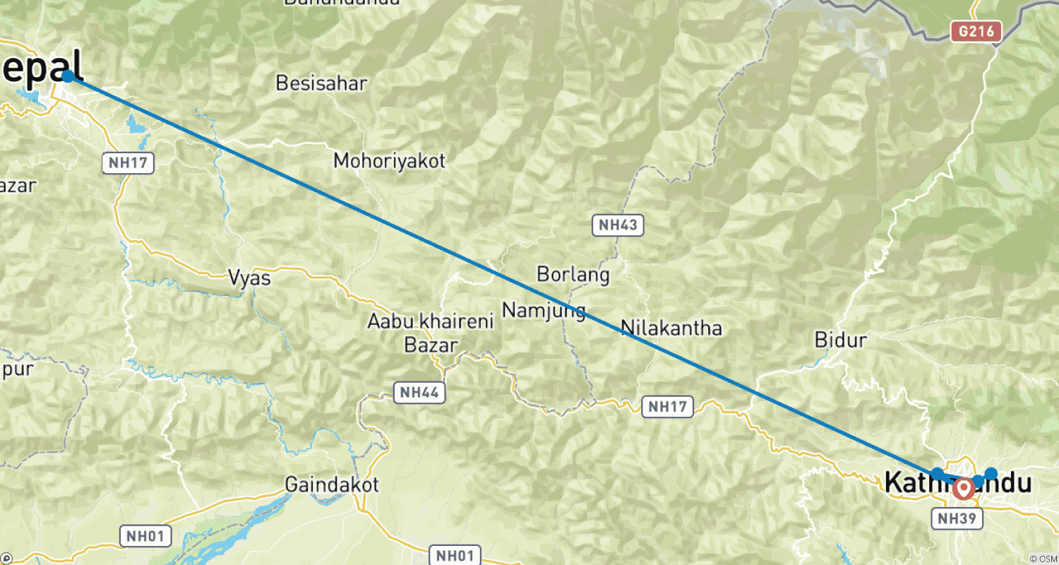 Mapa do percurso de Millennium Homestay Trek