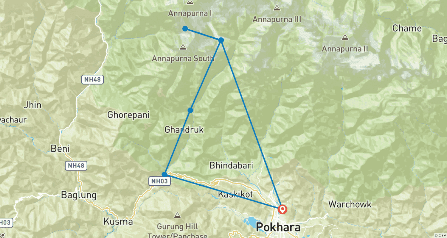 Mapa trasy: Trekking do Annapurna Base Camp (Oryginalny)