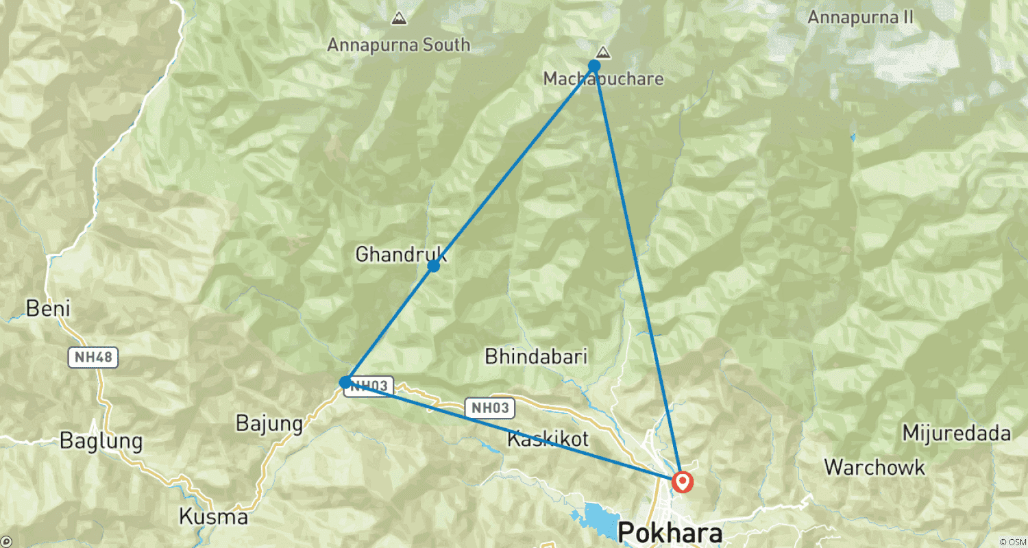 Mapa trasy: Mardi Himal Trekking