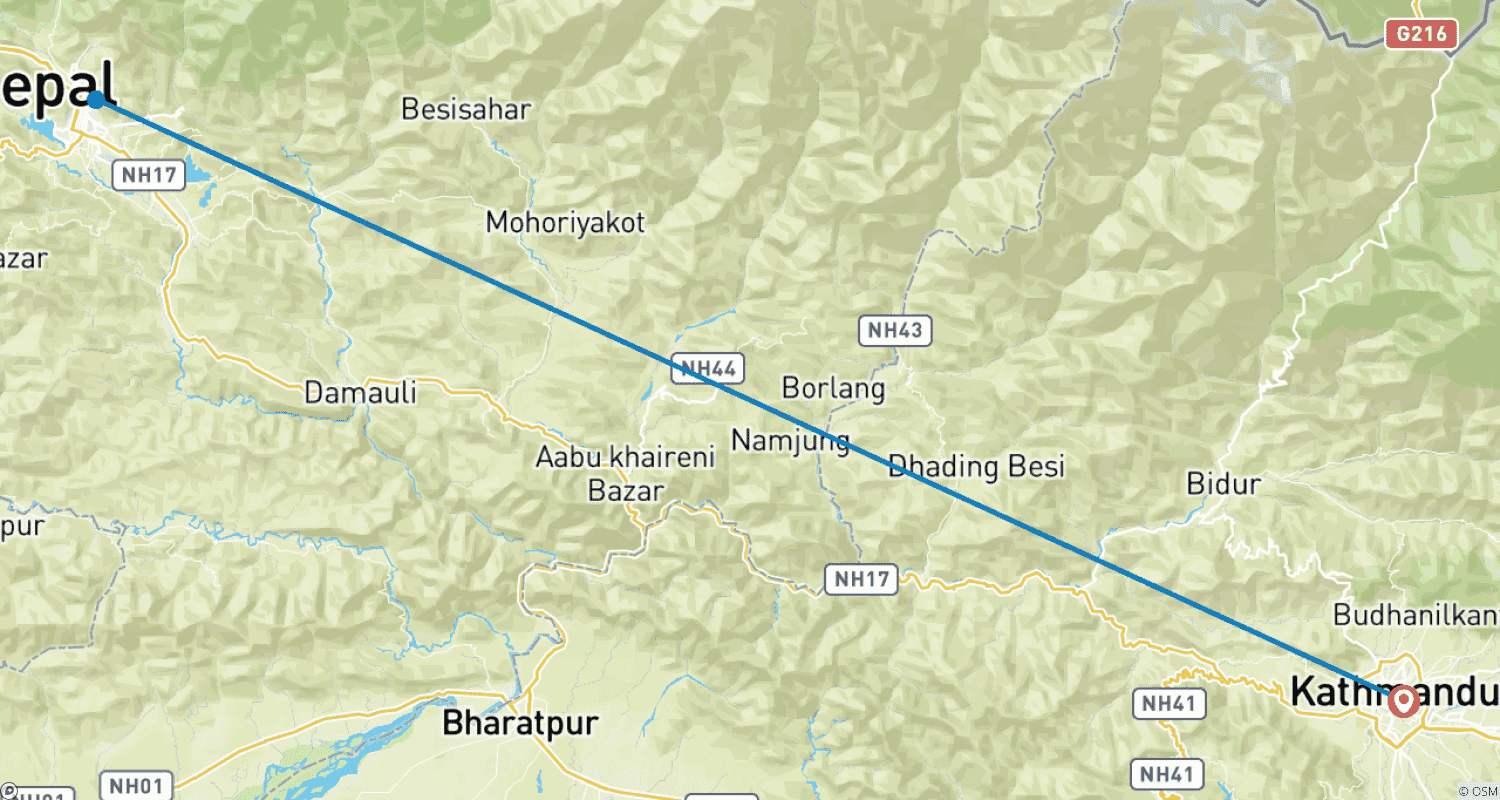 Mapa trasy: 7-dniowa górska wycieczka po Nepalu