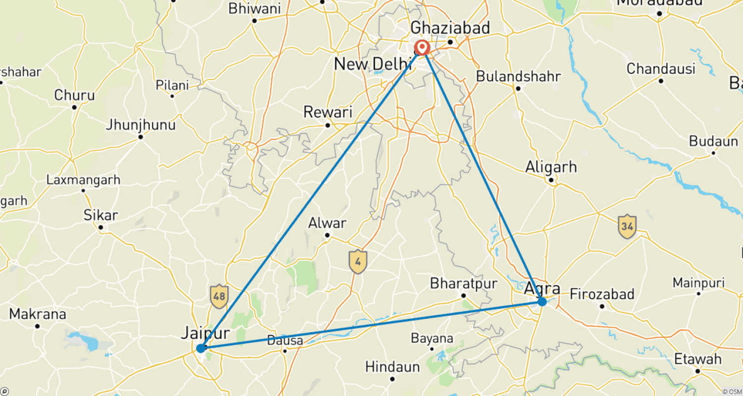 خريطة مسار From Delhi: North India Fort and Palaces Private Tour