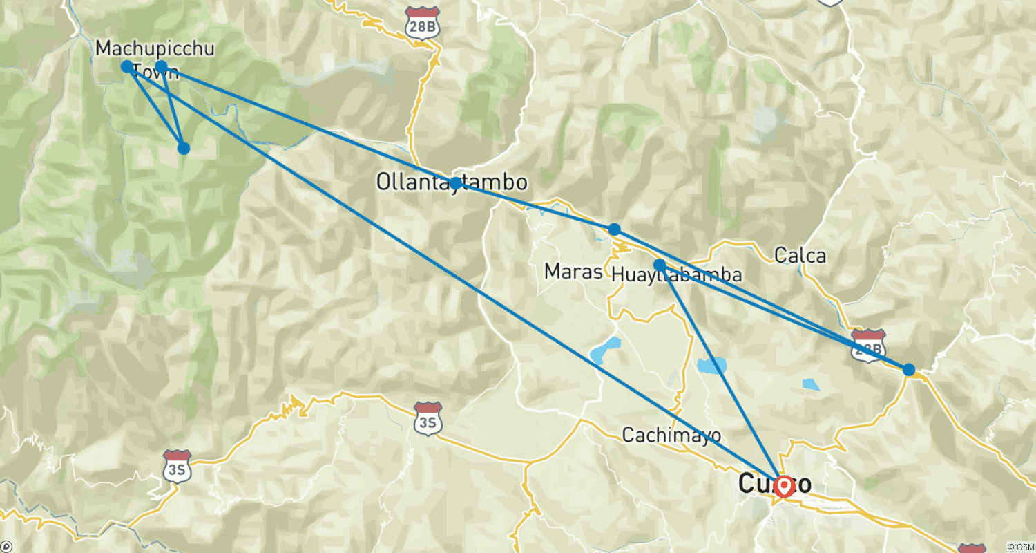 Mapa trasy: Podróż do Machu Picchu 4D/3N