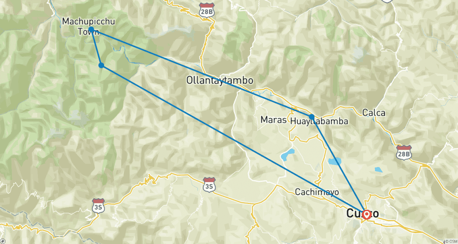 Mapa trasy: 5-dniowy pakiet ekspresowy Machu Picchu