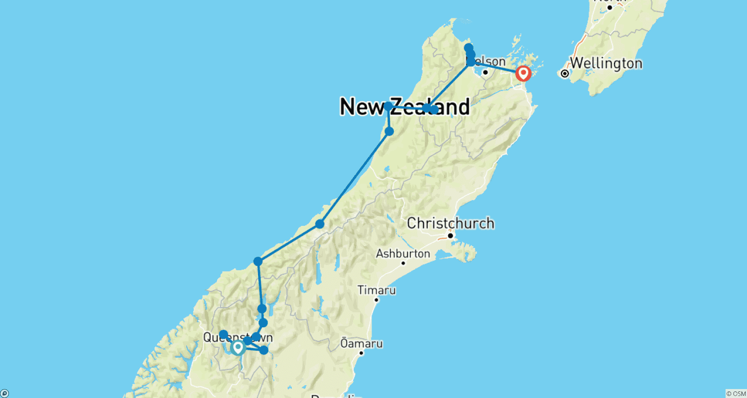 Mapa trasy: NZ Explorer