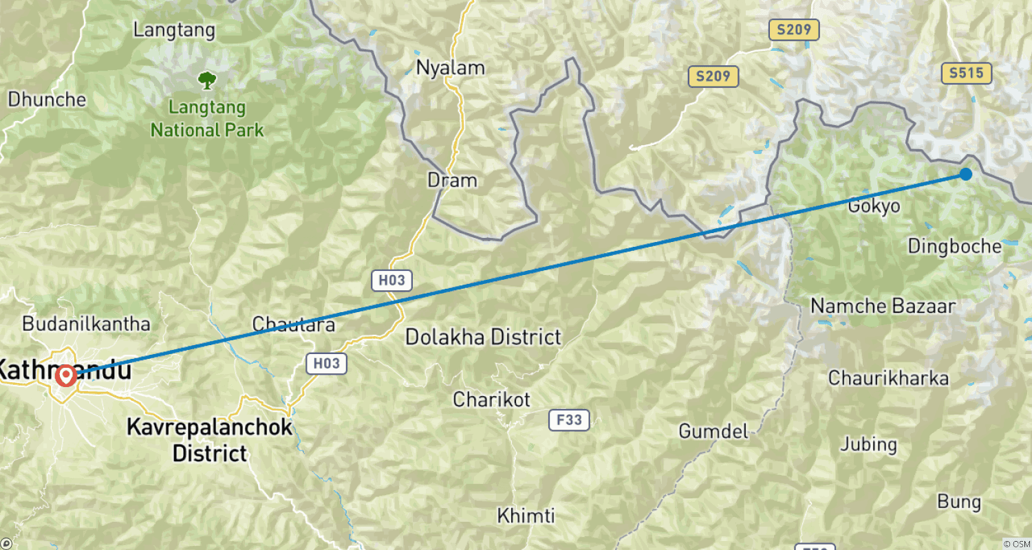 Mapa trasy: Lot widokowy nad Everestem
