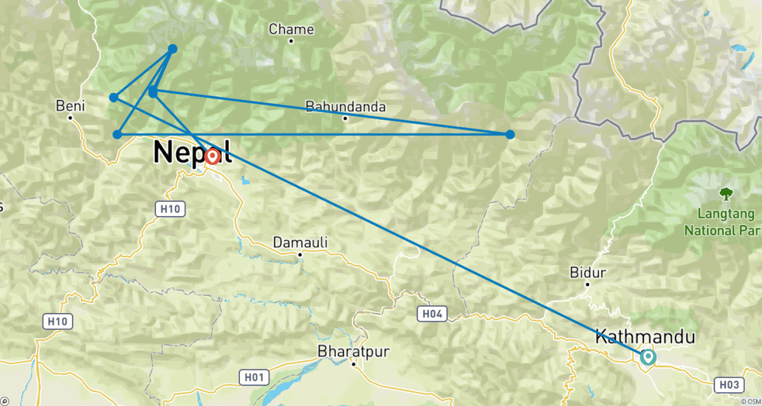 Mapa trasy: Annapurna Base Camp Trekking