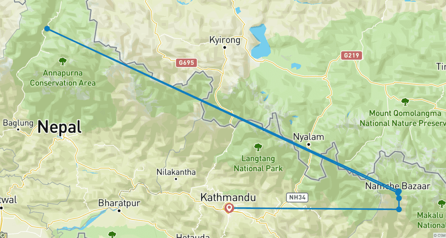 Mapa trasy: Trekking z widokiem na Everest