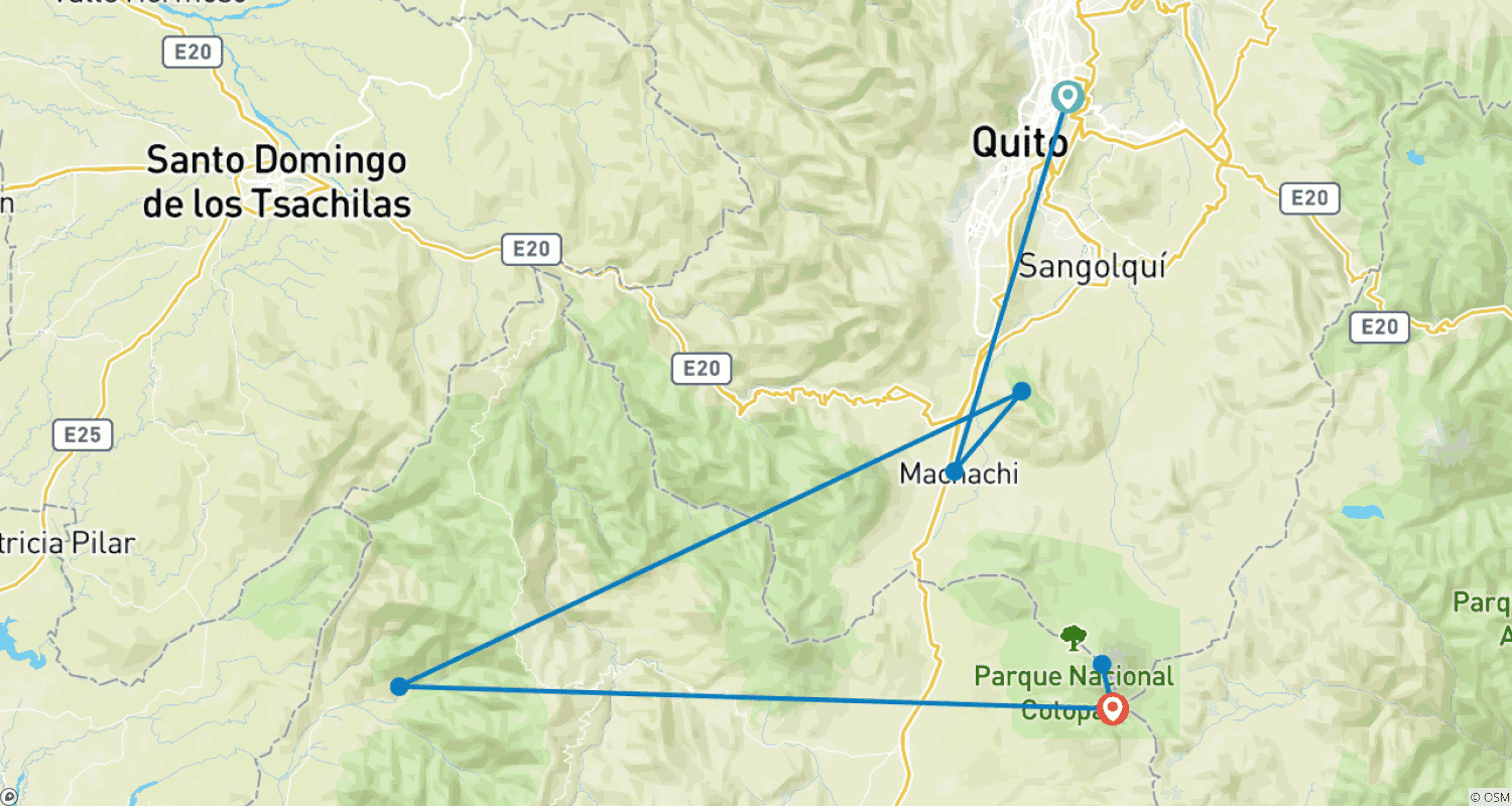 Mapa trasy: Cotopaxi Llama Express Ekwador
