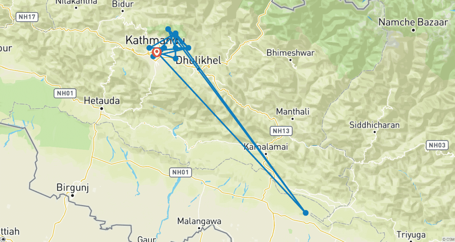 Mapa trasy: Trekking Chisapani Nagarkot