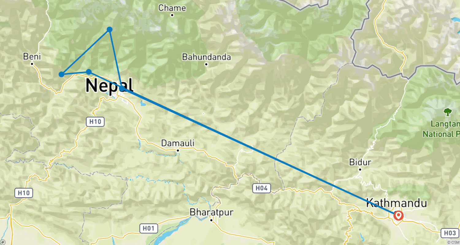 Mapa trasy: Mardi Himal Trek