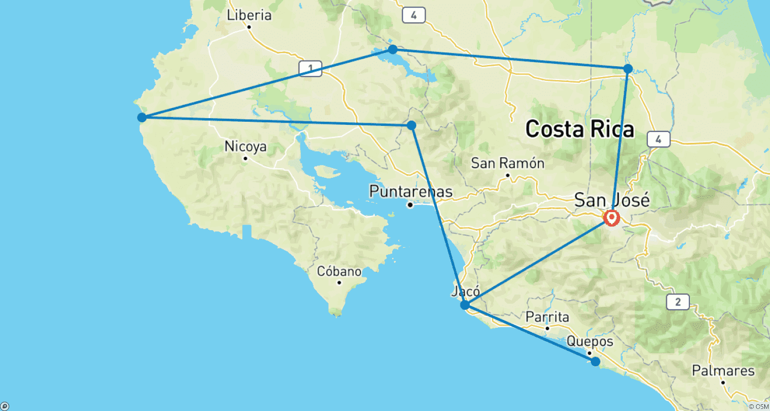 Mapa do percurso de O Melhor da Costa Rica (Clássico)