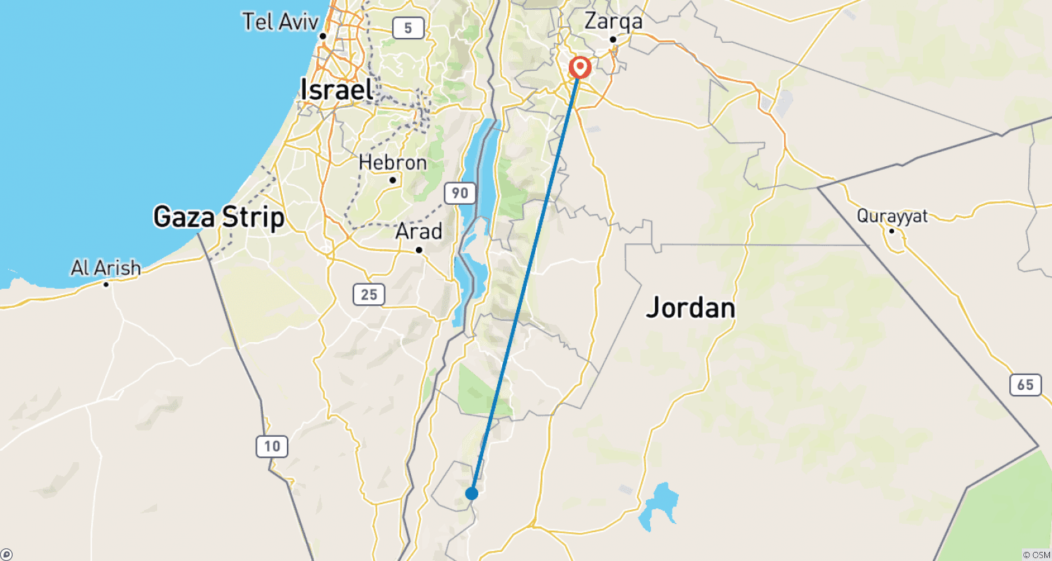 Mapa trasy: Jordan Nabatean 4 day tour