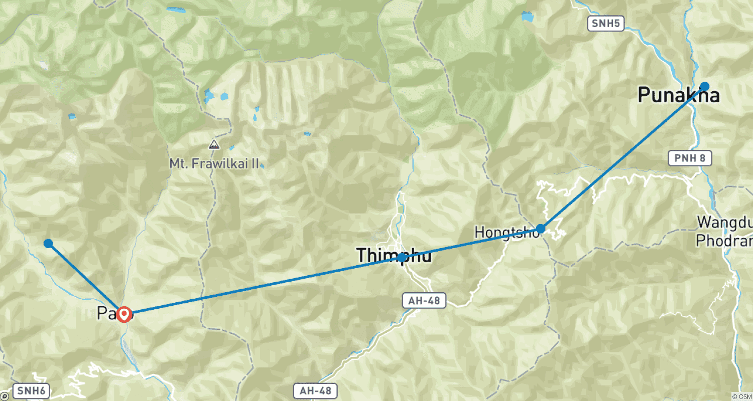 Mapa trasy: Bumdrak Trek z klasztorem Taktsang