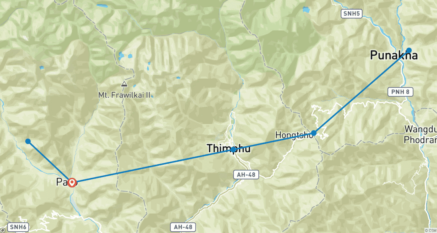 Mapa trasy: Bhutan w pigułce