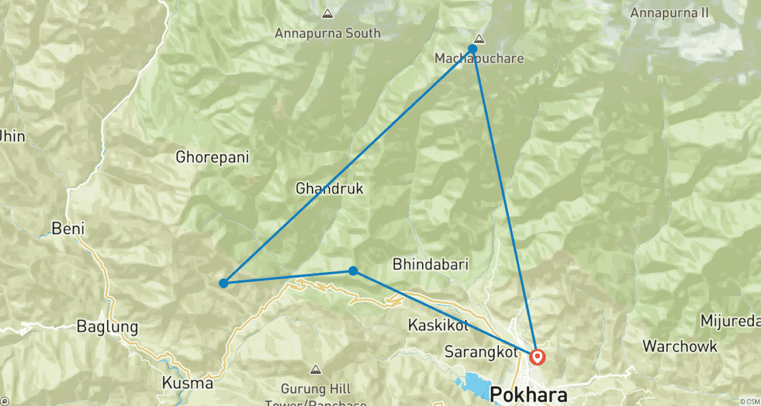 Mapa do percurso de Mardi Himal Trek (Original)