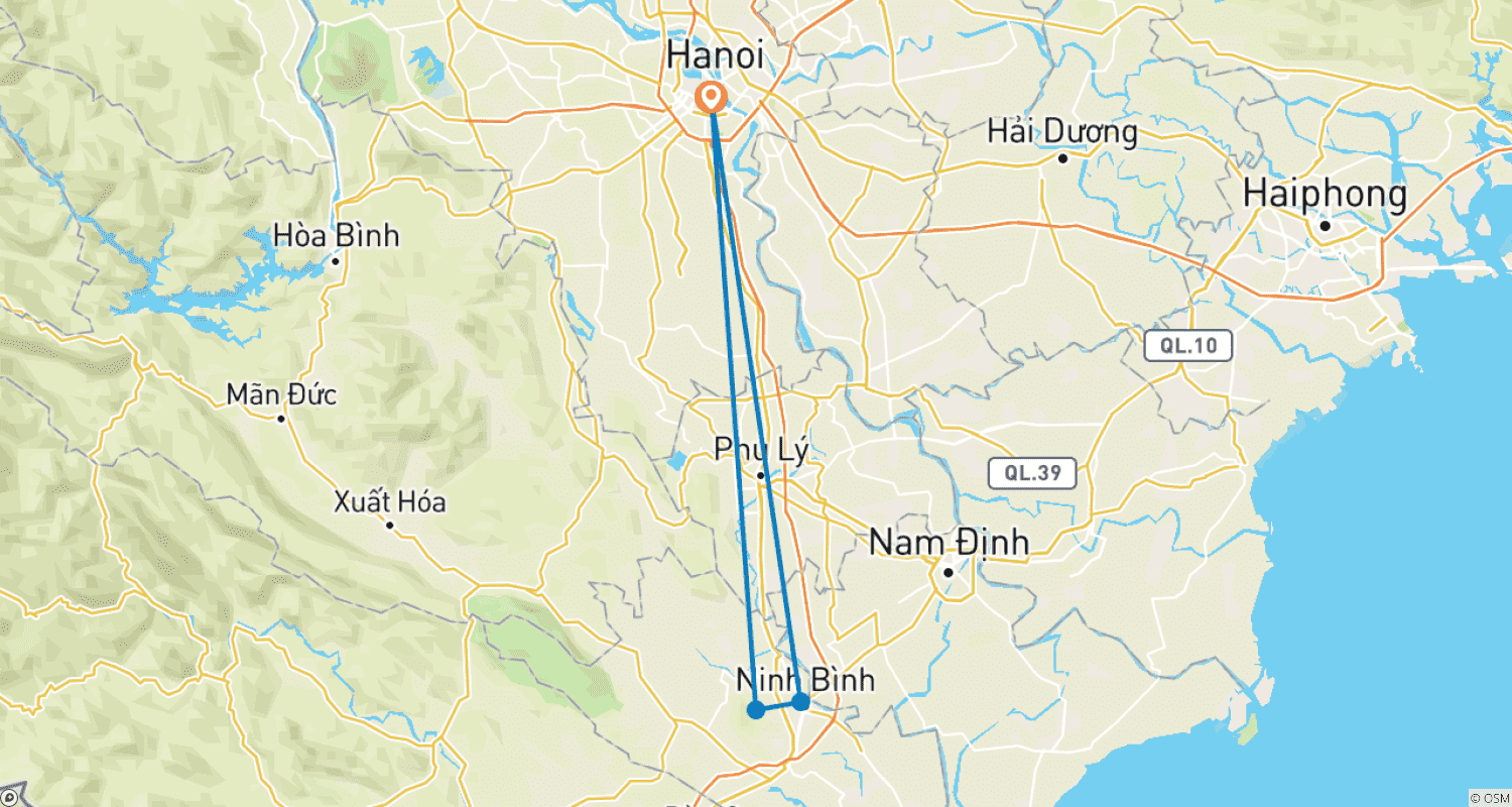 Mapa do percurso de Excursão Autêntica a Ninh Binh: 2 Dias e 1 Noite