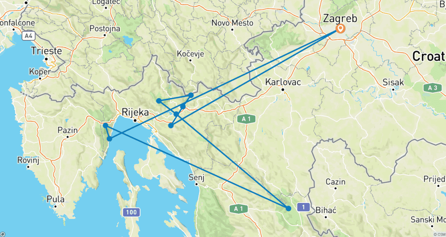 Mapa do percurso de Excursão de Caminhada em Kvarner - 9 dias de puro prazer