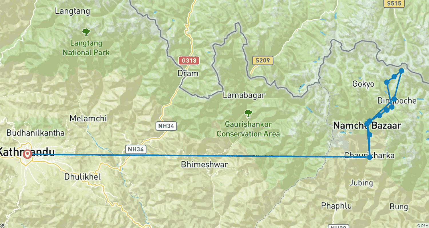 Mapa trasy: Trek do Bazy pod Everestem