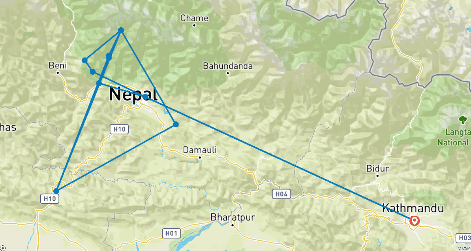 Mapa trasy: Baza pod Annapurną