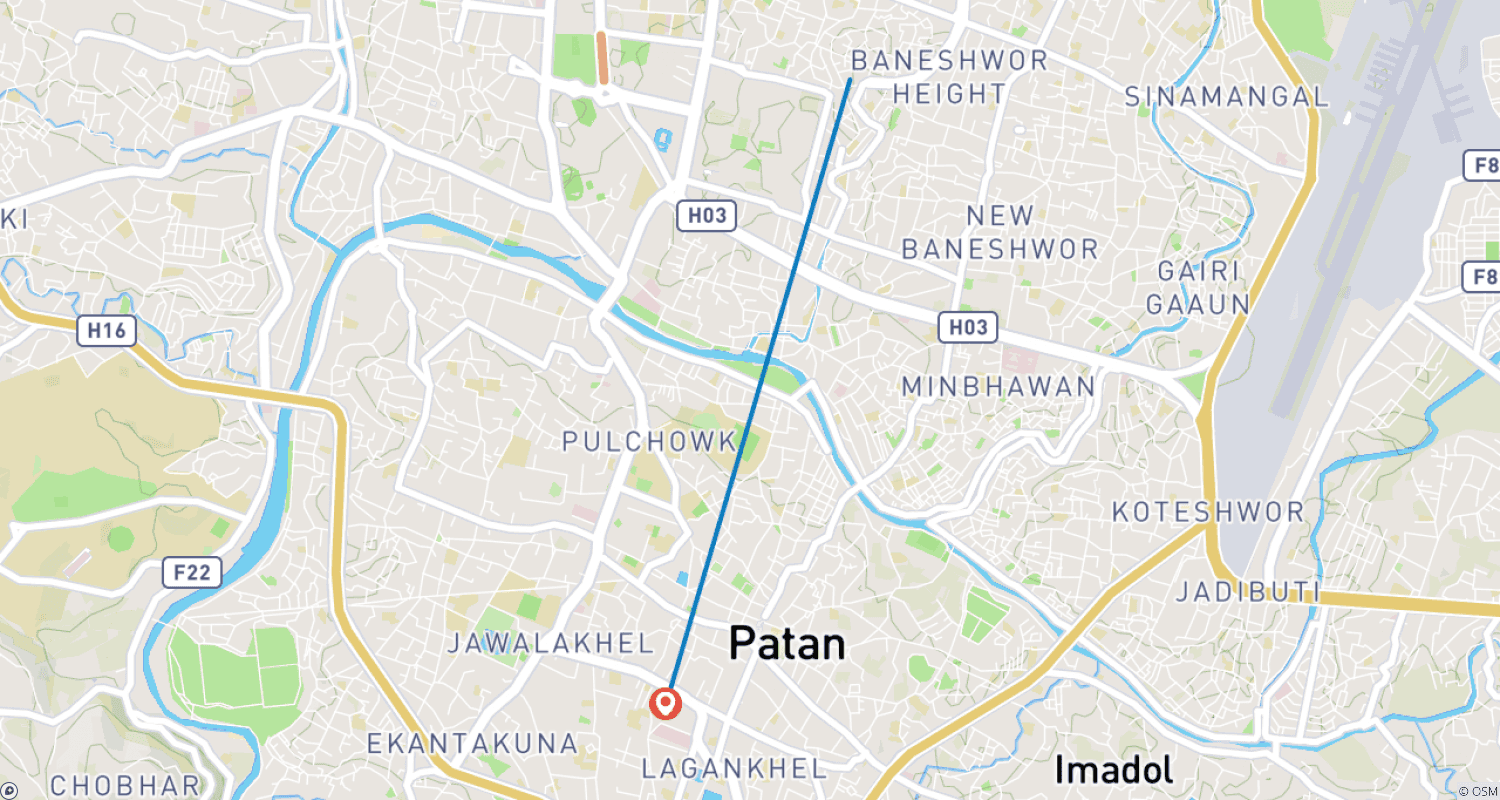 Mapa trasy: Wycieczka po Dolinie Kathmandu