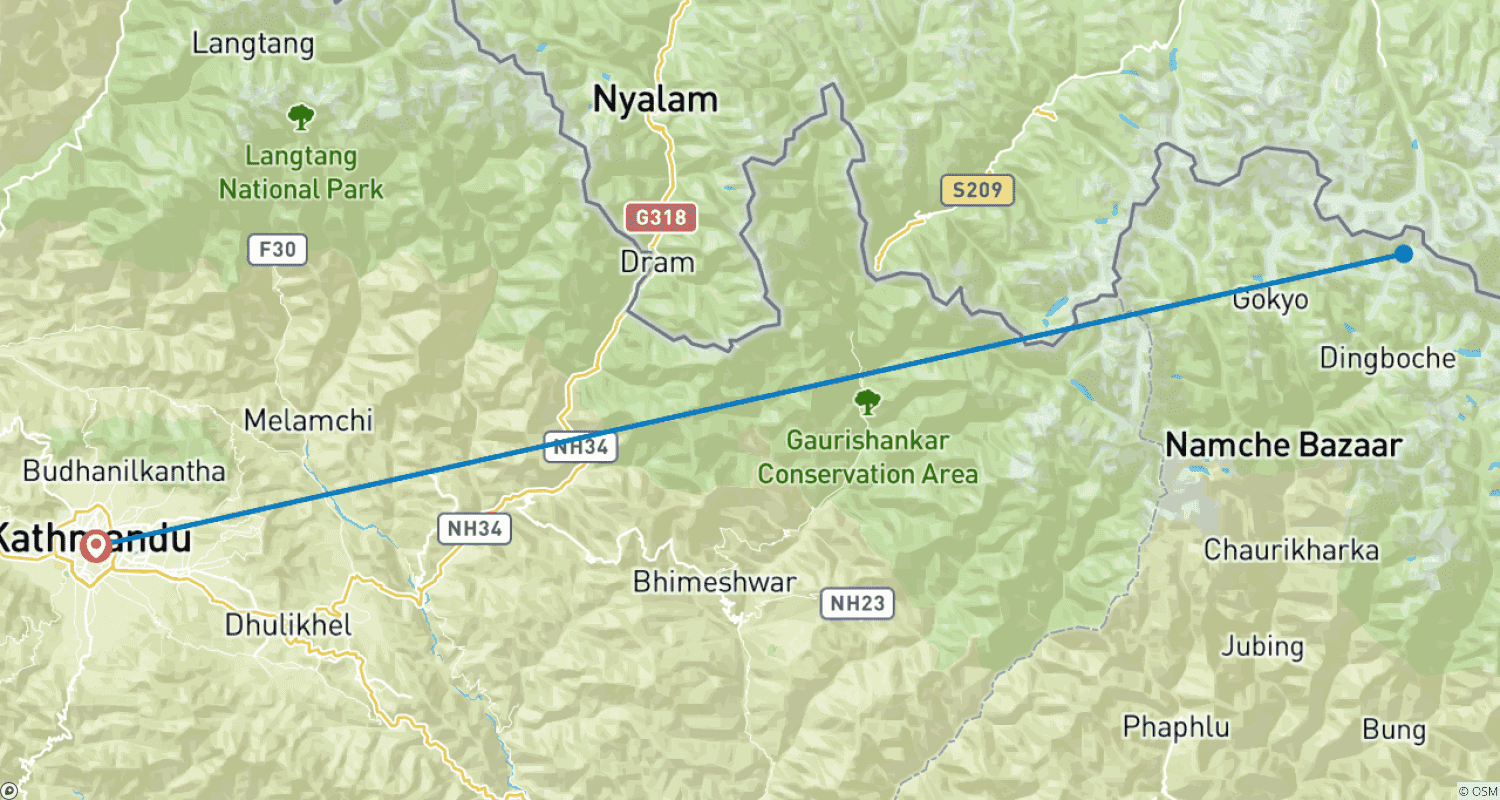 Mapa trasy: Wycieczka helikopterem na Everest