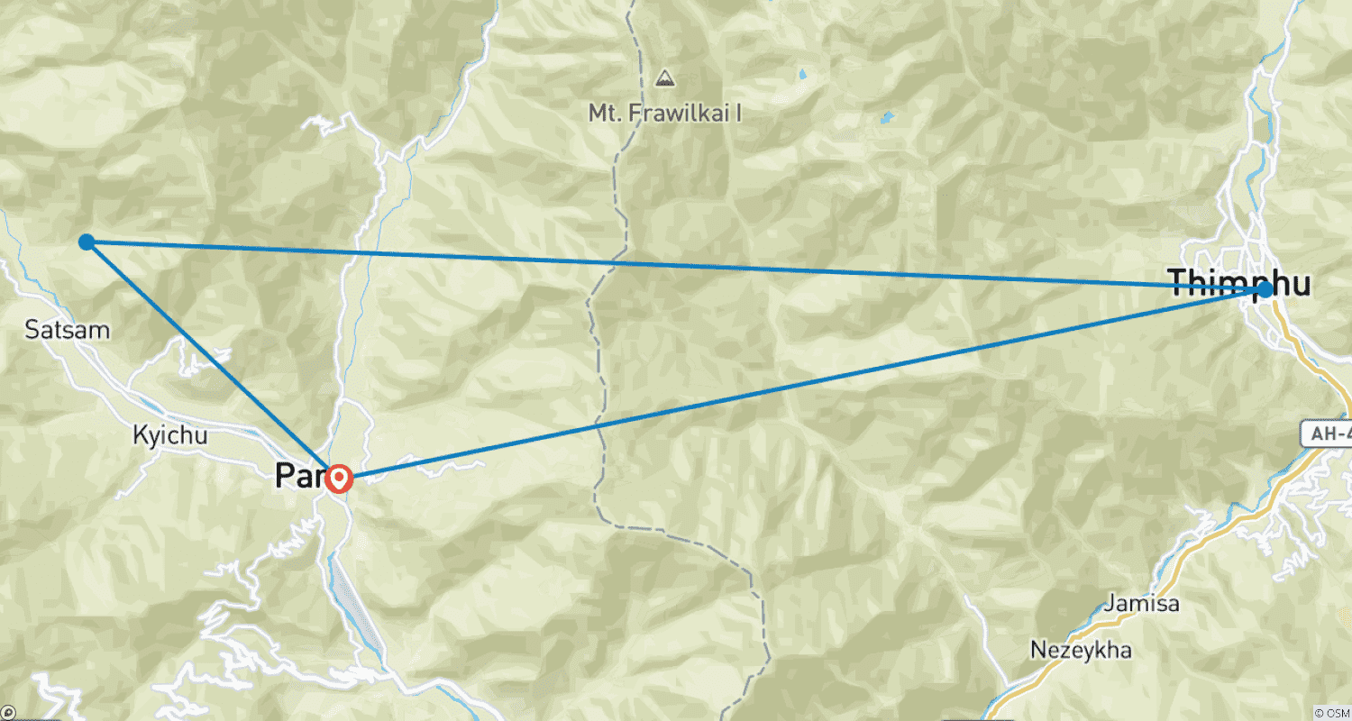 Mapa trasy: Okno na Bhutan