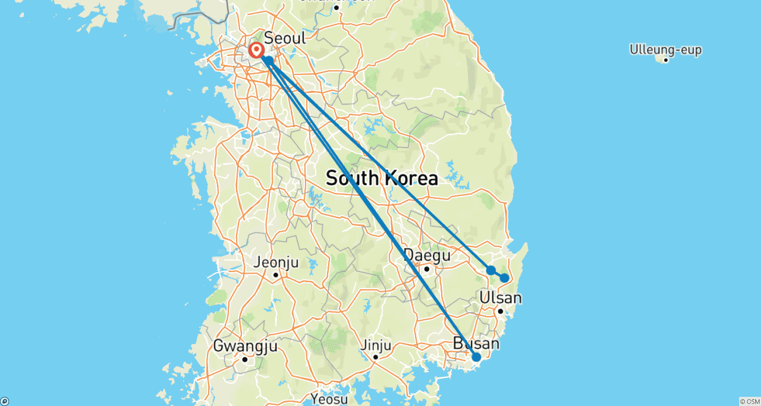 Mapa do percurso de O Melhor da Coreia do Sul