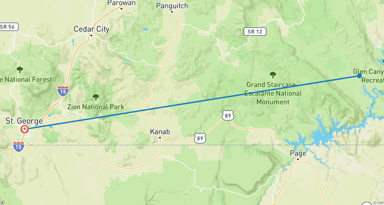 Mapa trasy: Przygoda w Coyote Gulch