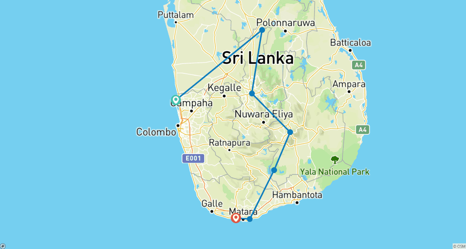 Mapa trasy: Sri Lanka Experience