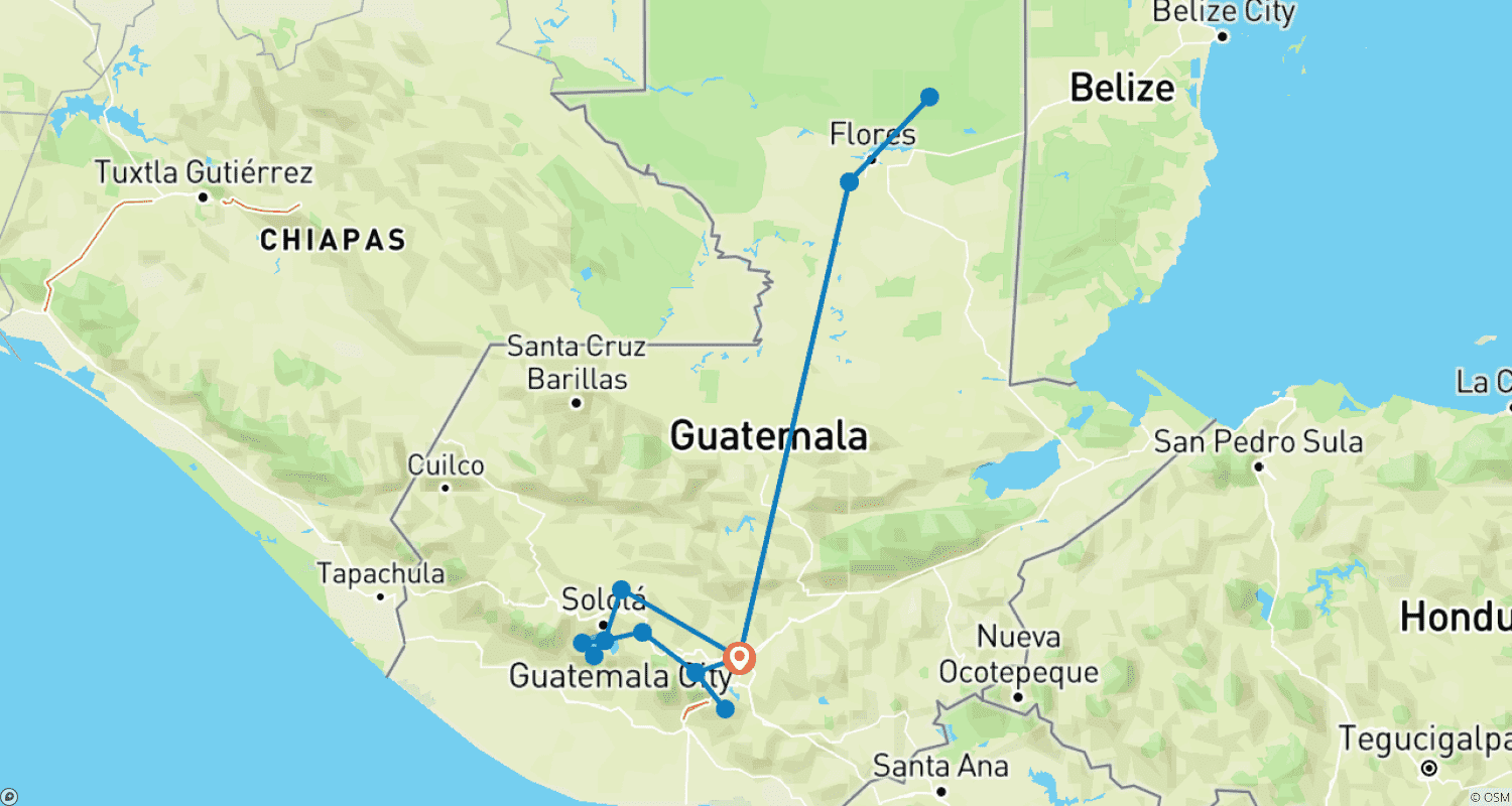 Mapa trasy: Niezbędna Gwatemala