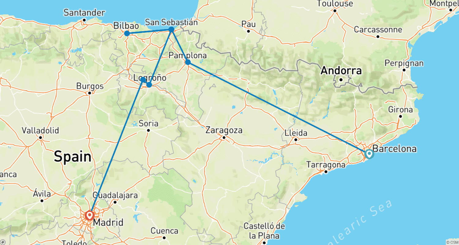 Mapa do percurso de North Spain Discovery