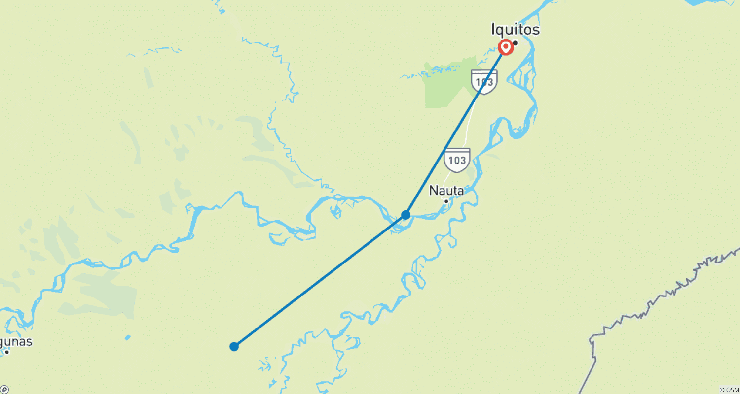 Mapa do percurso de 4 Dias 3 Noites na Reserva Nacional Pacaya Samiria