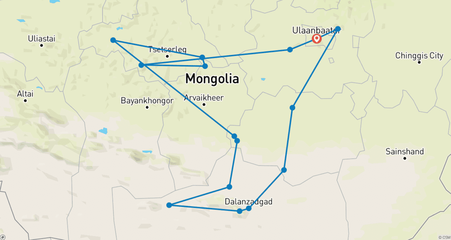 Mapa trasy: Mongolia Explorer