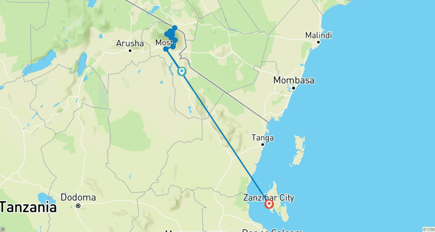 Mapa do percurso de Subida ao Monte Kilimanjaro Via Rota Rongai, 9 Dias, Tanzânia (acomodação e transporte incluídos)
