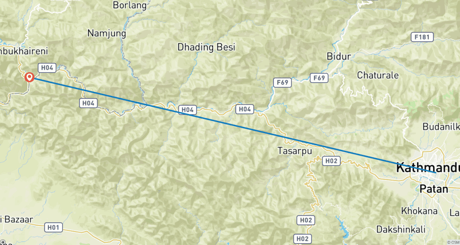 Mapa trasy: Rafting na rzece Trishuli - Jednodniowa wycieczka