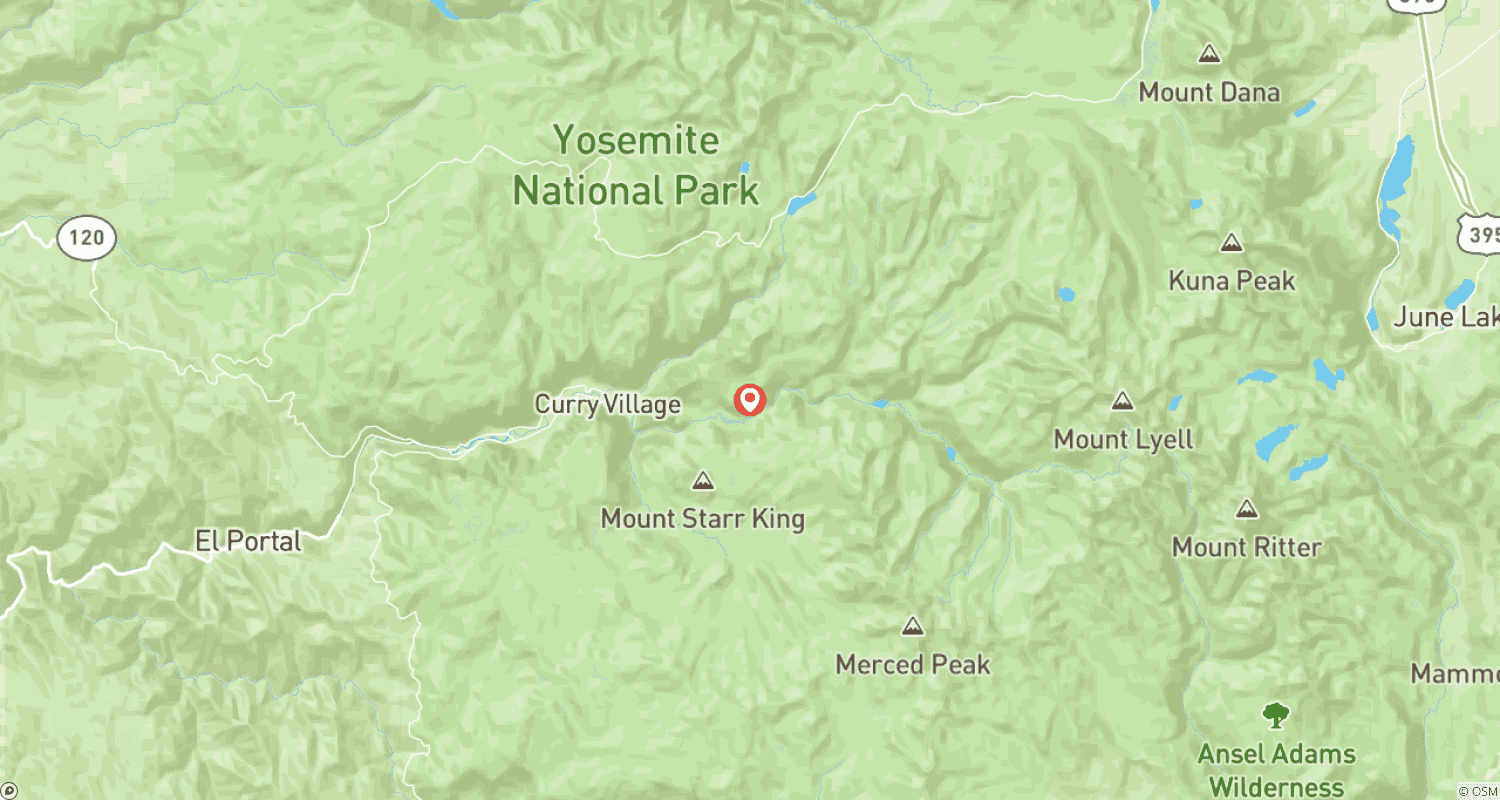 Mapa do percurso de Travessia das Cataratas de Yosemite e North Dome