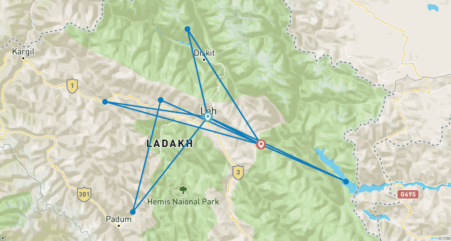 Mapa trasy: Piękny Ladakh