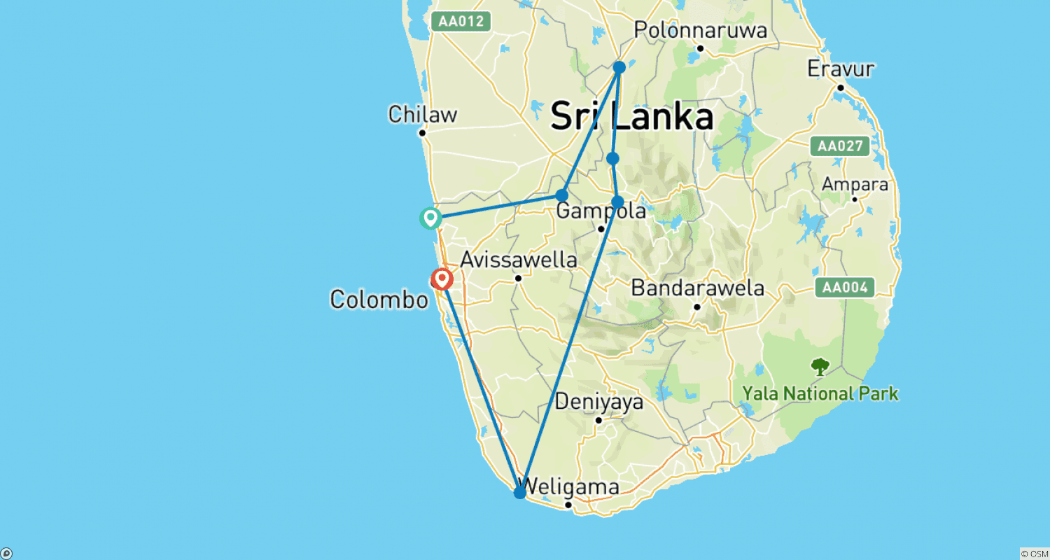 Mapa trasy: Sri Lanka w pigułce, Prywatna wycieczka