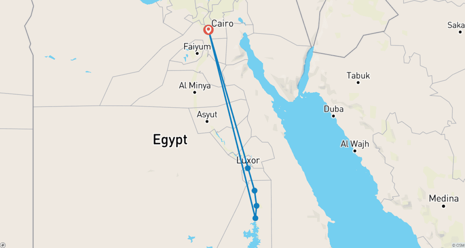 خريطة مسار تجربة مصر لمدة 10 أيام (متحف مصر الكبير الخاص)