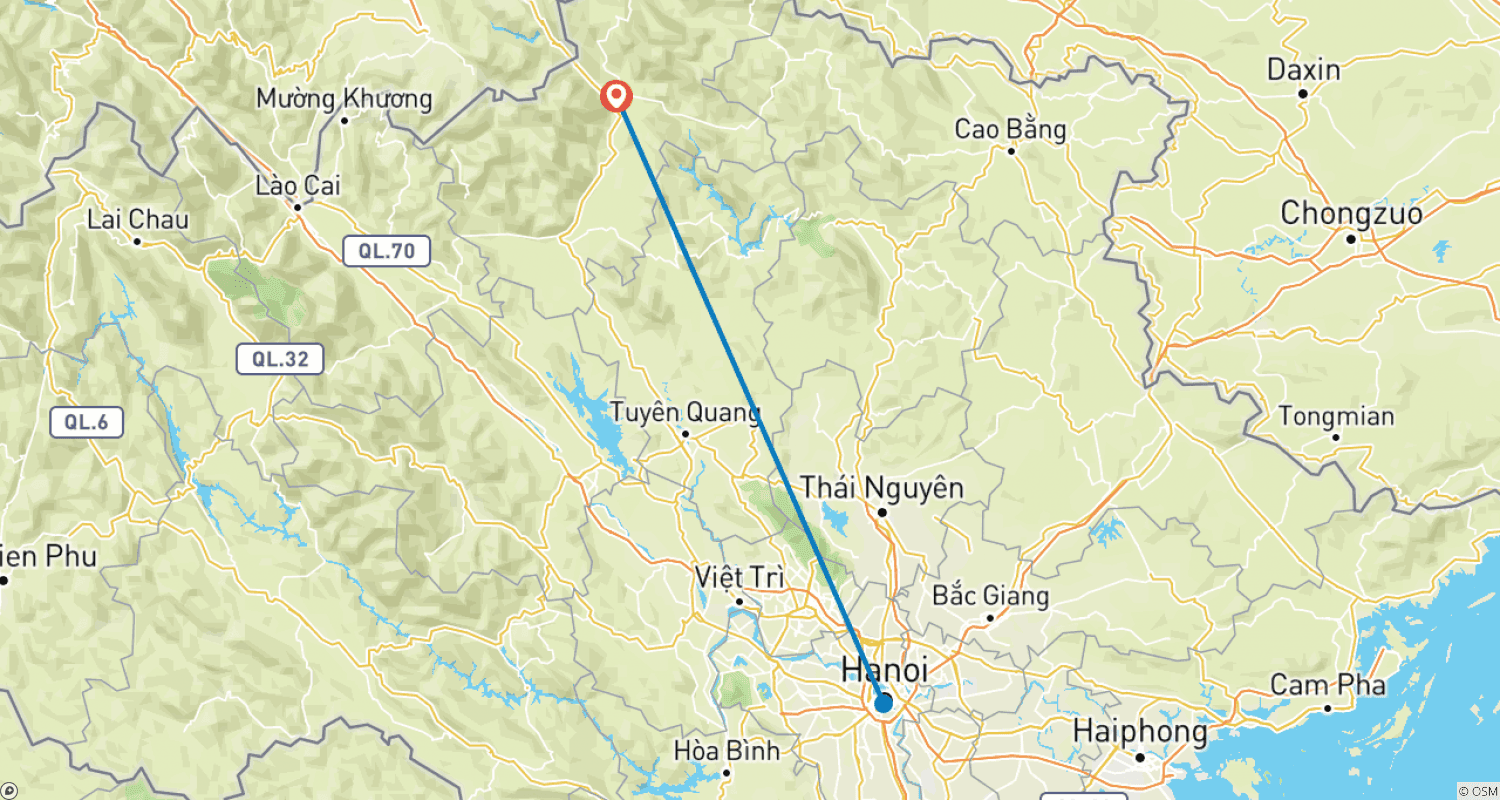 Mapa do percurso de 5 - Day Private Ha Giang Adventure Trekking Tour with homestay & ecolodge stay