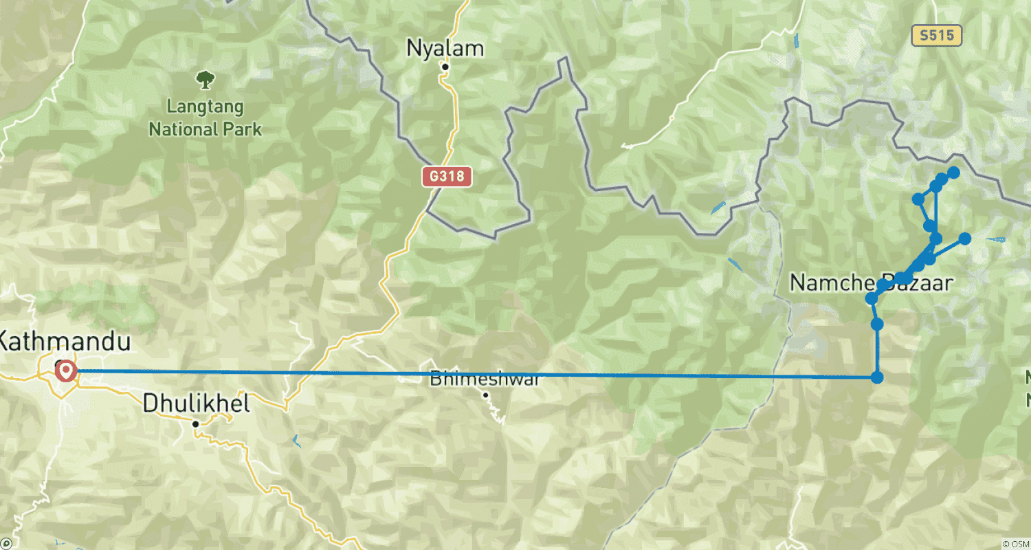 Mapa trasy: Trekking do Bazy pod Everestem