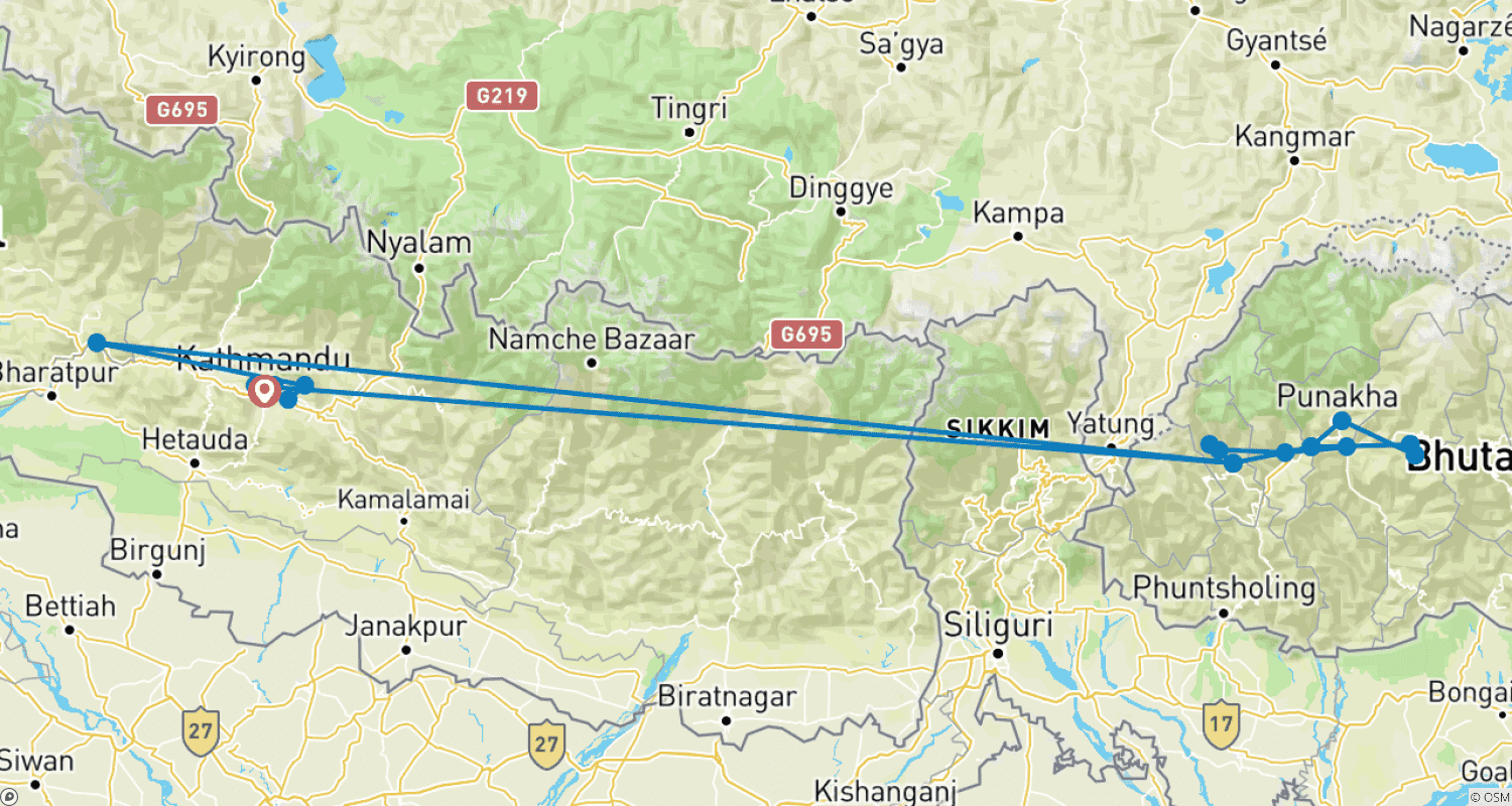 Mapa trasy: Królestwa Himalajów